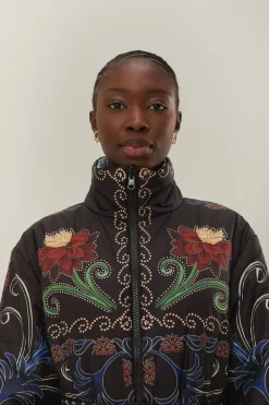 Reversible Flowing Beauty Puffer Jacket In Blue