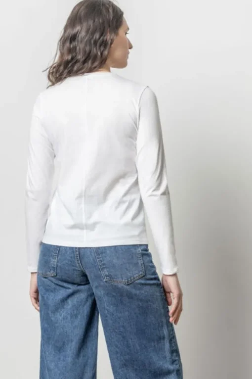 Rolled Edge V-Neck Tee In White