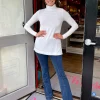 Scrunchneck Bamboo Tunic Top In Bianco