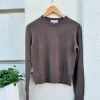Shrunken Crew Neck Sweater In Brown