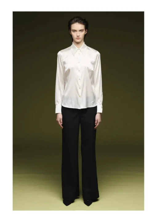Silk Long Sleeve Blouse In White