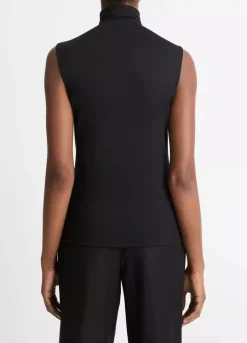 Sleeveless Turtleneck Top In Black