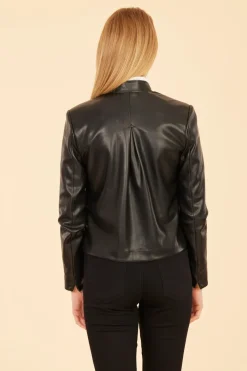Tailored Vegan Leather Jacket In Black