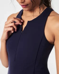 The Get Moving Zip Front Dress In Lapis Blue