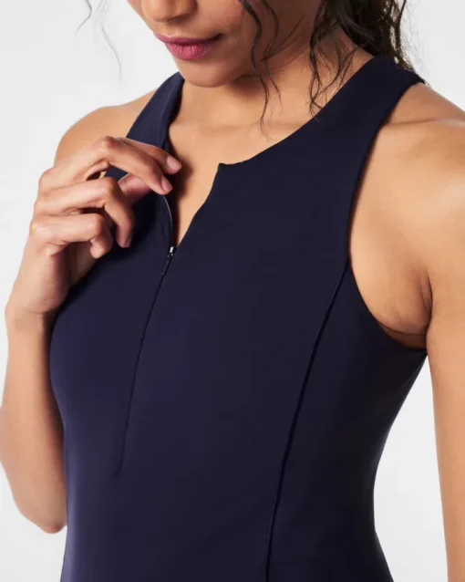The Get Moving Zip Front Dress In Lapis Blue