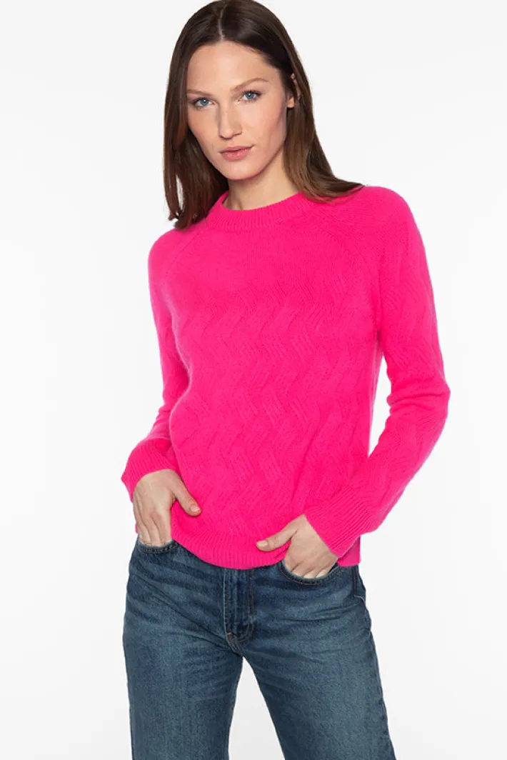 Wandering Cable Crew Neck Sweater In Rosetta